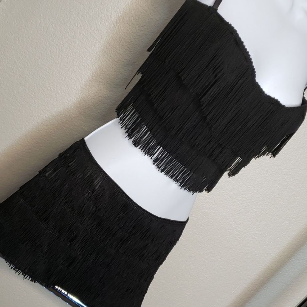 Flapper Burlesque Fringe 2 Piece Set Roaring 20s